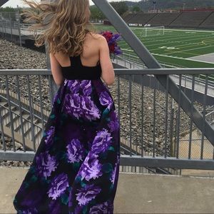 purple & blue flower prom dress
